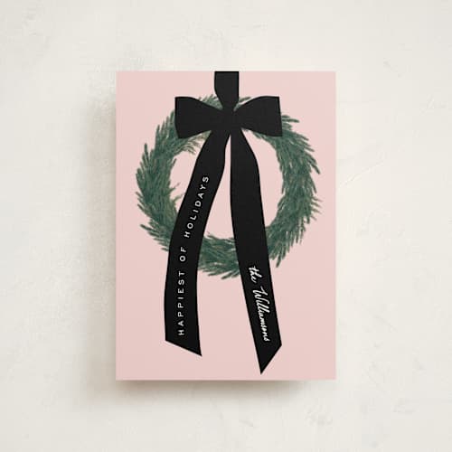 This is a christmas rose christmas postcards with standard by Baumbirdy called ribbon wreath printing on signature in postcard