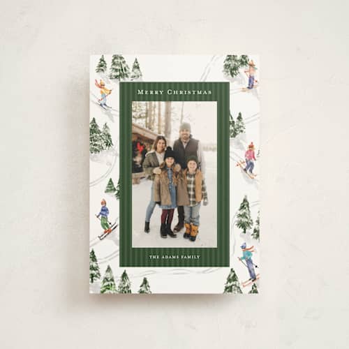 This is a forest christmas postcards with standard by Celine Nguyen called snowy family printing on signature in postcard