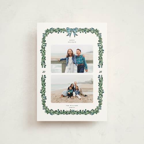 This is a garland christmas postcards with standard by Claudia Orengo called mistletoe printing on signature in postcard