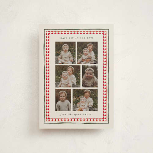 This is a candy cane christmas postcards with standard by Jackie Crawford called holiday diamond border printing on signature in postcard
