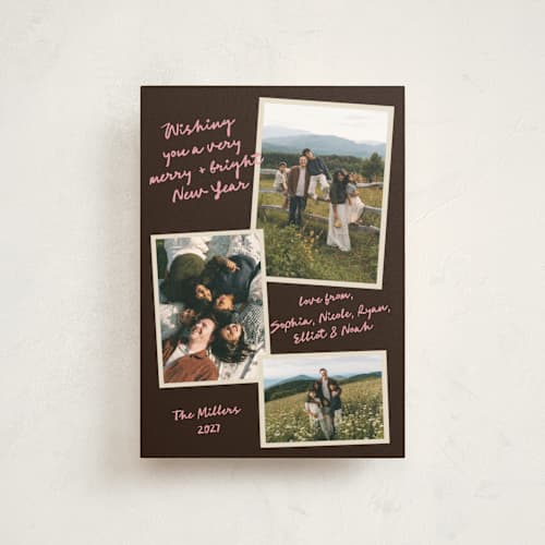 This is a leather christmas postcards with standard by Elly called modern collage printing on signature in postcard