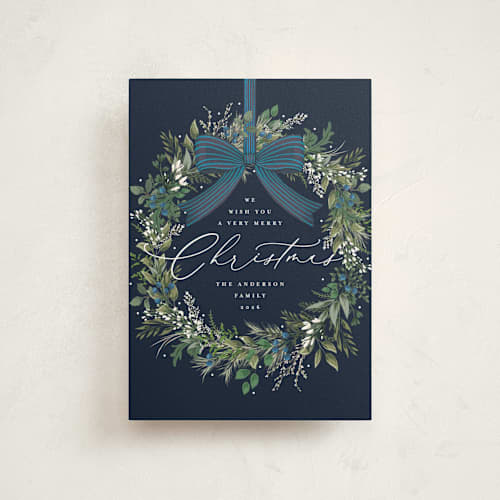 This is a winter berry christmas postcards with standard by Susan Moyal called festive holiday printing on signature in postcard