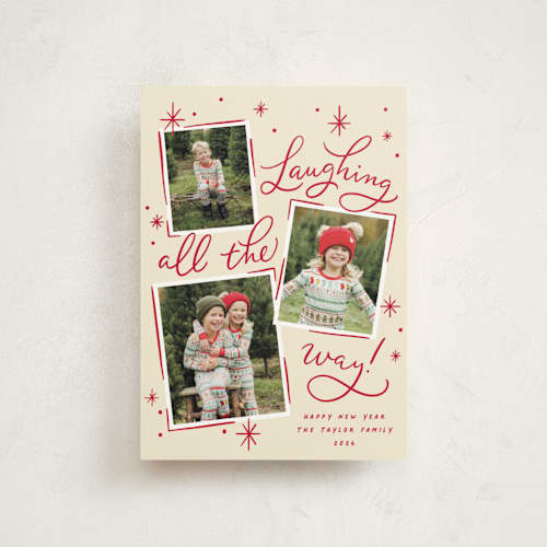 This is a rudolph’s nose christmas postcards with standard by Erin German called laughing all the way printing on signature in postcard