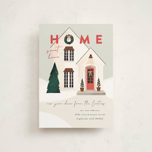 This is a morning mist christmas postcards with standard by Julie Murray called new place printing on signature in postcard