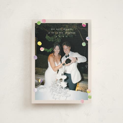 This is a cream christmas postcards with standard by Anastasia Makarova called our new era printing on signature in postcard