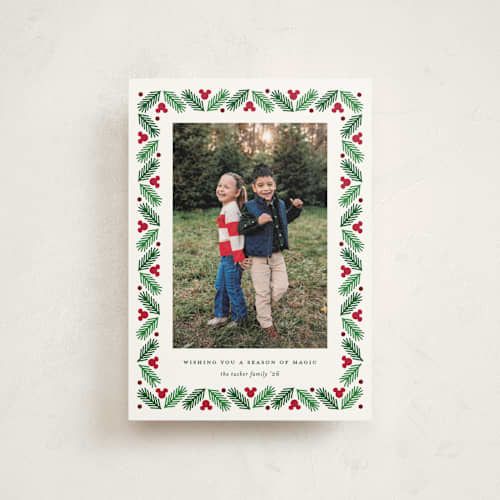 This is a holly christmas postcards with standard by Erica Krystek called disney's modern mickey holly printing on signature in postcard