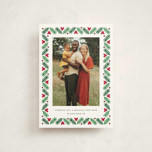 This is a holly christmas postcards with standard by Erica Krystek called disney's modern mickey holly printing on signature in postcard