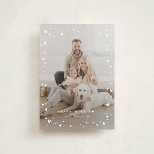 This is a snow christmas postcards with standard by AK Graphics called mickey confetti printing on signature in postcard