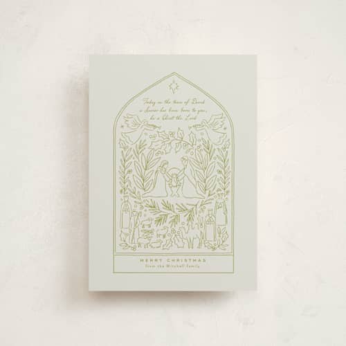This is a sage christmas postcards with standard by Alethea and Ruth called nativity scene printing on signature in postcard