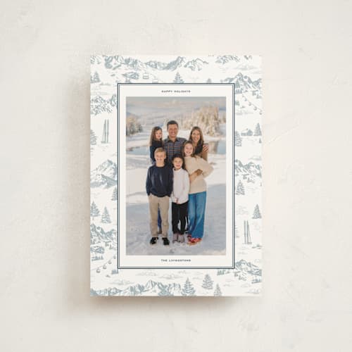 This is a powder christmas postcards with standard by Jenna Holcomb called ski toile printing on signature in postcard