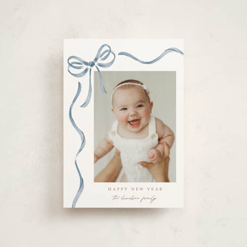 This is a blueberry christmas postcards with standard by Jackie Crawford called watercolor bow printing on signature in postcard