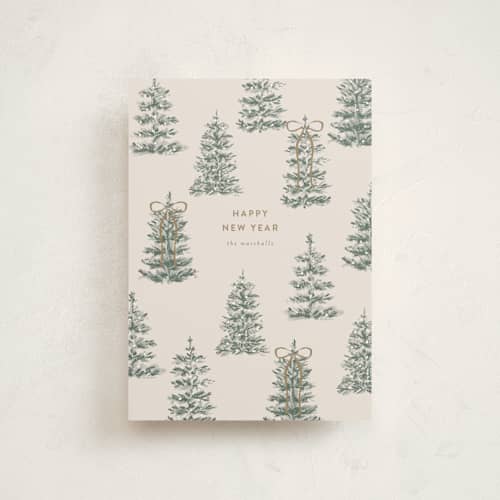 This is a champagne christmas postcards with standard by Angela Garrick called festive forest printing on signature in postcard
