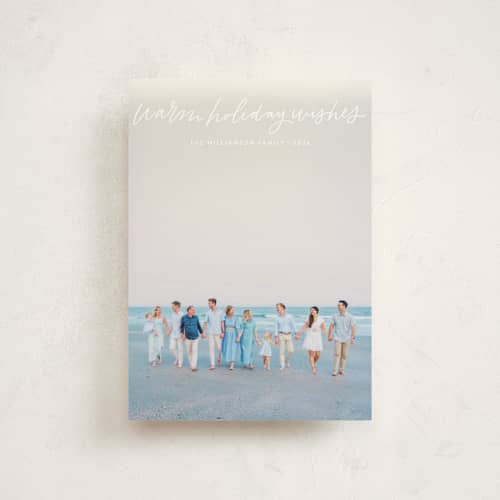 This is a snow christmas postcards with standard by Kristen Magee called warm holiday wishes script printing on signature in postcard
