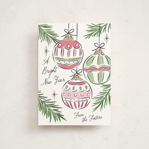 This is a gumdrop christmas postcards with standard by Erin German called bright ornaments printing on signature in postcard