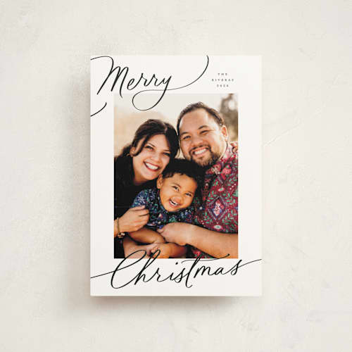 This is a snow christmas postcards with standard by Everett Paper Goods called evoke printing on signature in postcard