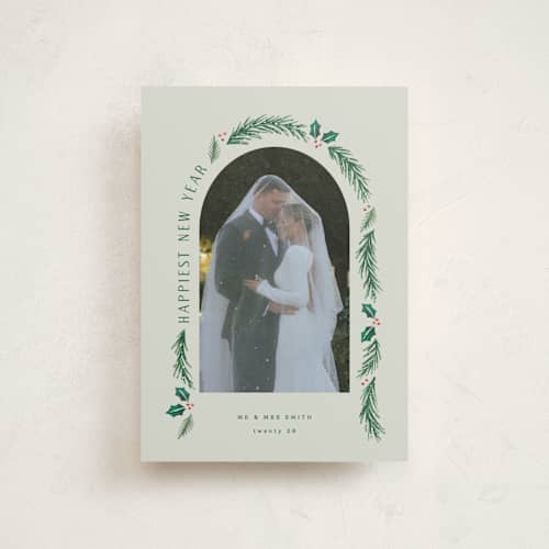 This is a sage christmas postcards with standard by Hooray Creative called a married christmas printing on signature in postcard