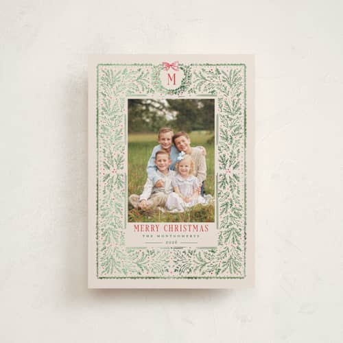 This is a wreath christmas postcards with standard by Petra Kern called heritage printing on signature in postcard