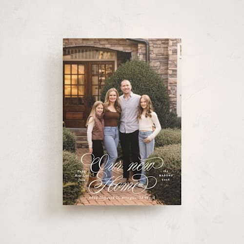 This is a snow christmas postcards with standard by Blustery August called abode printing on signature in postcard
