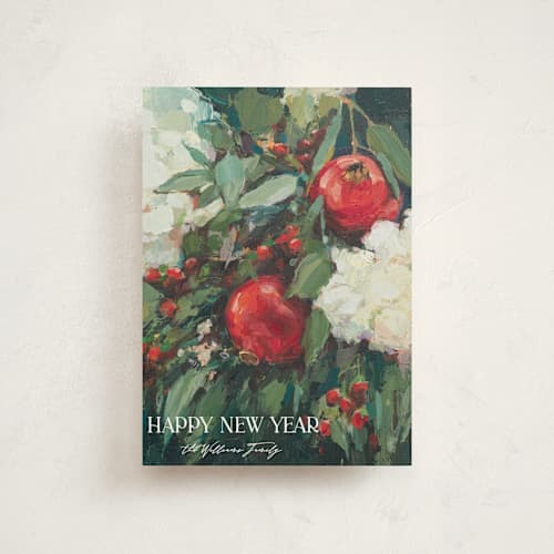 This is a crimson christmas postcards with standard by Wendy Keller called pomegranate printing on signature in postcard