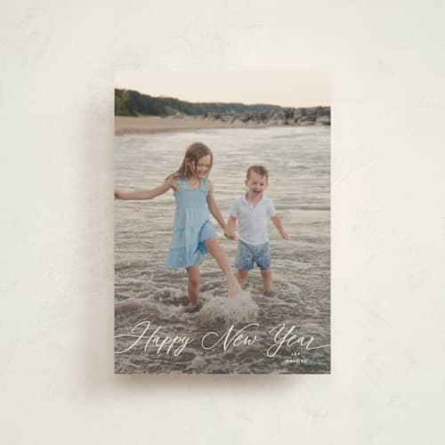 This is a snow christmas postcards with standard by Kelly Schmidt called scripted merry christmas printing on signature in postcard