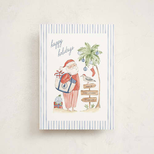 This is a lighthouse christmas postcards with standard by Sarah Knight called coastal delivery printing on signature in postcard