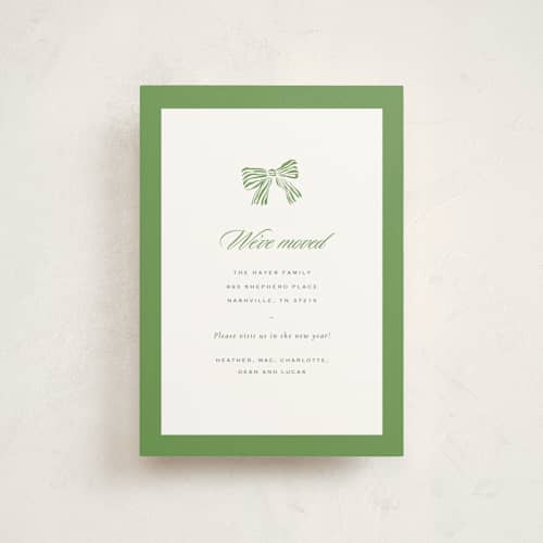 This is a sage christmas postcards with standard by Sara Hicks Malone called holiday bow printing on signature in postcard