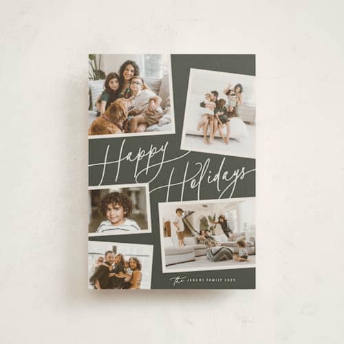 This is a fir christmas postcards with standard by Melanie Severin called collage scatter printing on signature in postcard