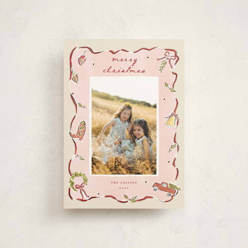 This is a holly berry christmas postcards with standard by Sarah Rosenthal called homestead cheer printing on signature in postcard