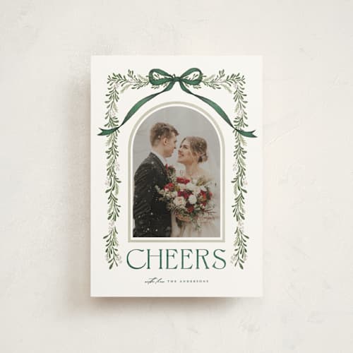 This is a leaf christmas postcards with standard by BR Designs called joyful-bow printing on signature in postcard