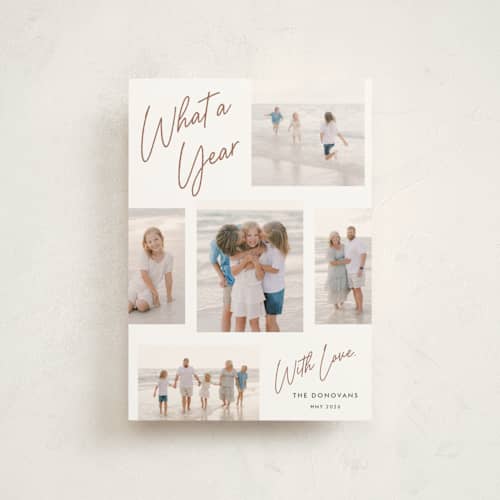 This is a copper christmas postcards with standard by Stacey Meacham called simply scripted printing on signature in postcard