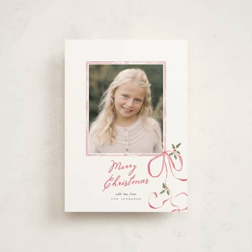 This is a frosted candy christmas postcards with standard by Everett Paper Goods called ribbon twirl printing on signature in postcard