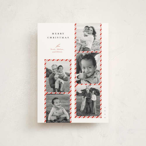 This is a peppermint christmas postcards with standard by Carrie ONeal called peppermint strip printing on signature in postcard