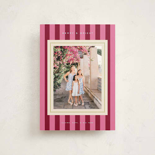 This is a candy cane christmas postcards with standard by Jenna Holcomb called bold stripe printing on signature in postcard