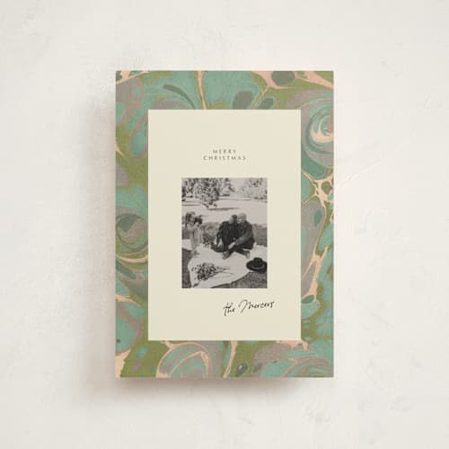 This is a sage christmas postcards with standard by Leia Matt called marbled editorial printing on signature in postcard