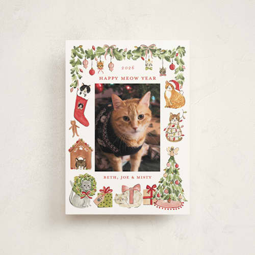 This is a pine christmas postcards with standard by Sarah Knight called meowy christmas printing on signature in postcard