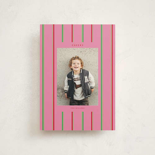 This is a peony christmas postcards with standard by Baumbirdy called colorful stripes printing on signature in postcard