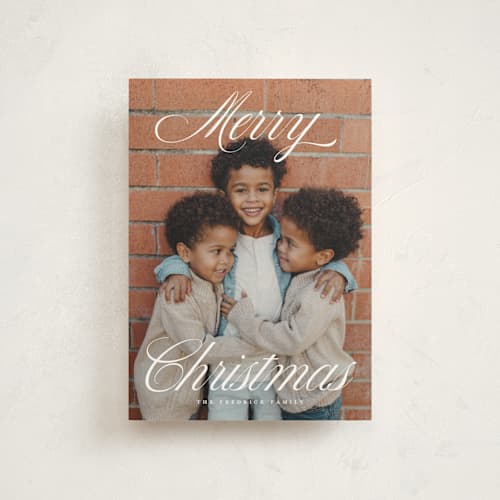 This is a snow christmas postcards with standard by Rebecca Durflinger called grand christmas printing on signature in postcard