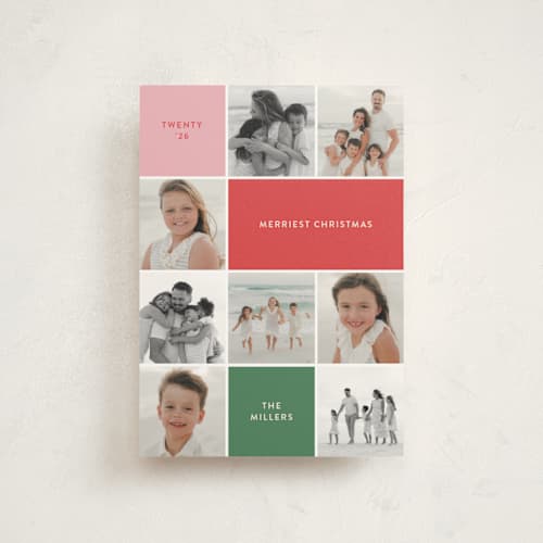 This is a peppermint christmas postcards with standard by Olivia Williams called festive collage printing on signature in postcard