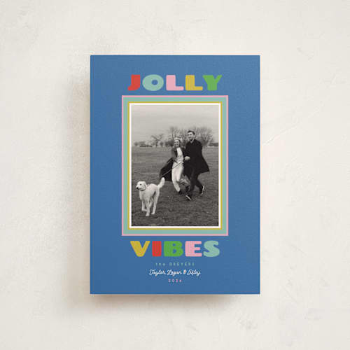 This is a celestial christmas postcards with standard by Erika Firm called jolly vibes frame printing on signature in postcard