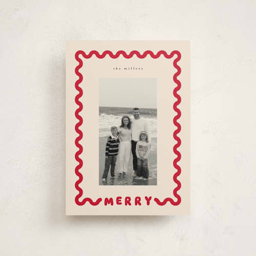 This is a cream christmas postcards with standard by Iveta Angelova called merry wave printing on signature in postcard