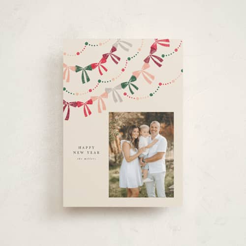 This is a candied apple christmas postcards with standard by Vivian Yiwing called bow garland printing on signature in postcard