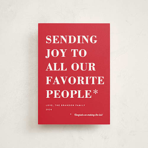 This is a candy apple christmas postcards with standard by Amy Payne called you made the list printing on signature in postcard