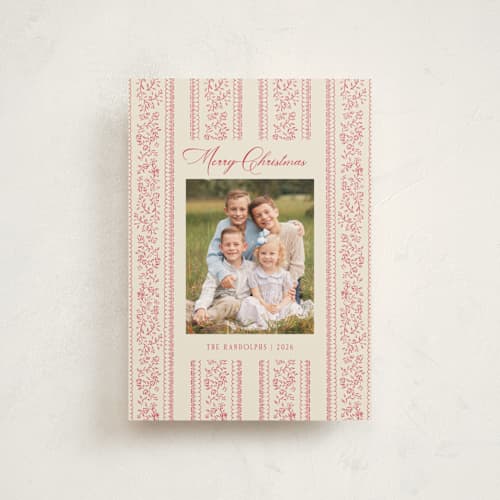 This is a berry christmas postcards with standard by Olivia Raufman called prettiest stripe printing on signature in postcard