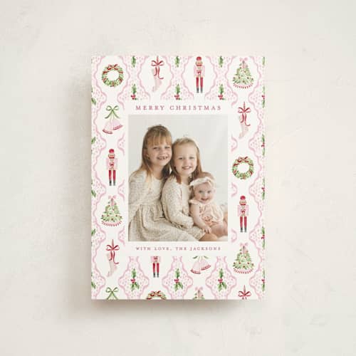 This is a powder christmas postcards with standard by Sarah Knight called patterned icons printing on signature in postcard