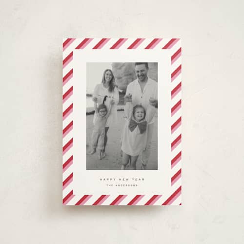 This is a candy cane christmas postcards with standard by Yuliya Evseeva called candy frame printing on signature in postcard