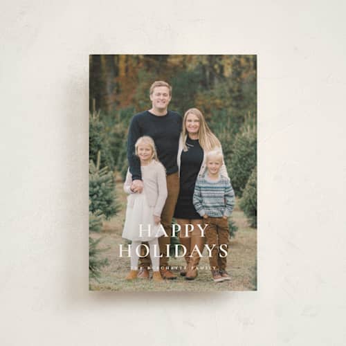This is a snowflake christmas postcards with standard by Wildfield Paper Co called happy holidays! printing on signature in postcard