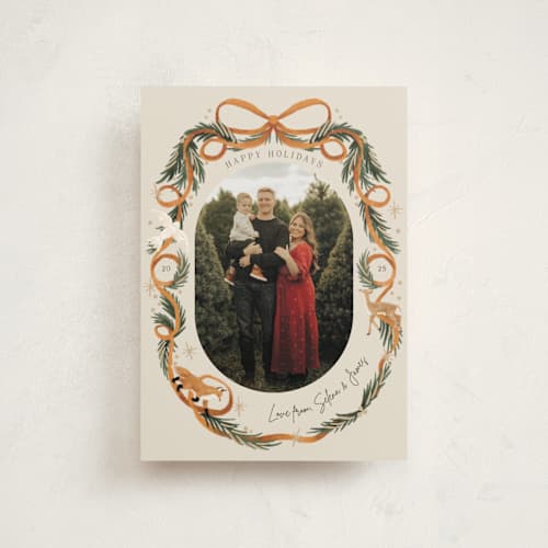 This is a cinnamon christmas postcards with standard by Elly called winter ribbon printing on signature in postcard
