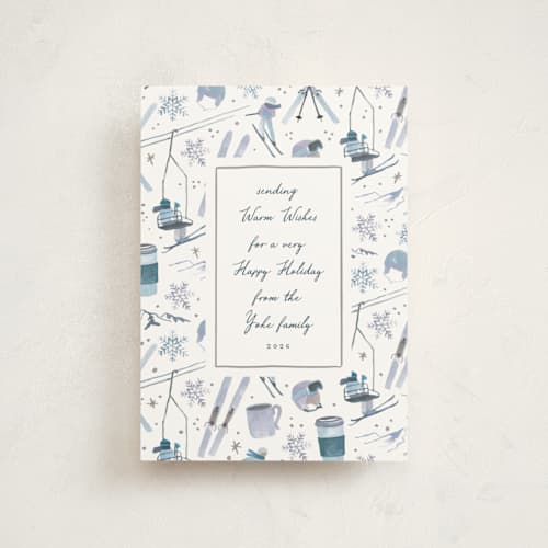 This is a midnight christmas postcards with standard by Alethea and Ruth called ski pattern printing on signature in postcard