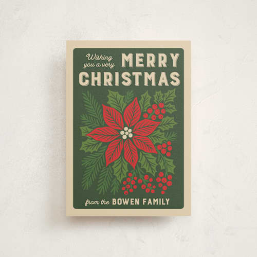 This is a evergreen christmas postcards with standard by 2birdstone called poinsettia seeds printing on signature in postcard