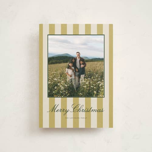 This is a edelweiss christmas postcards with standard by Wildfield Paper Co called citron stripe printing on signature in postcard